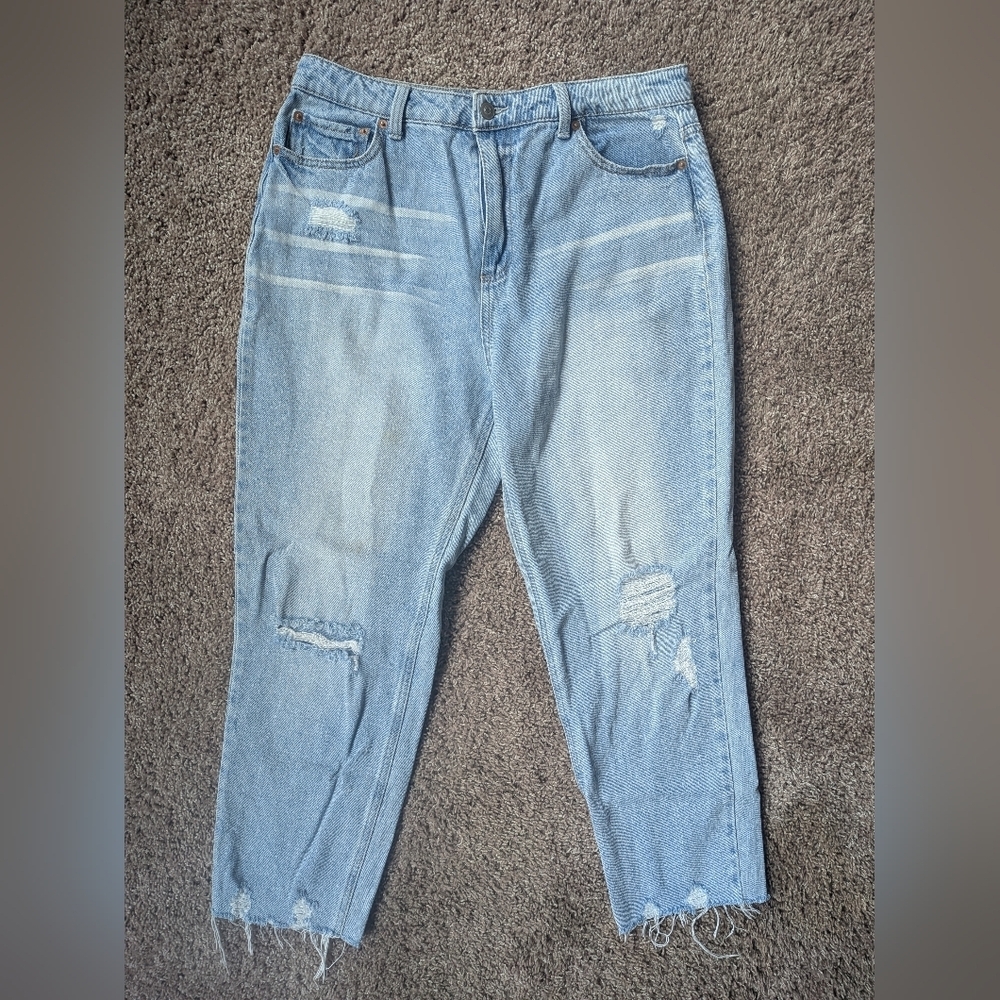 No Boundaries Light Wash Distressed Denim Jeans Women's Size 13